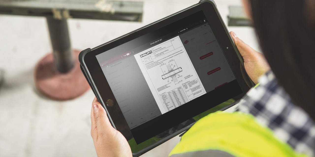 Firestop selector on tablet display