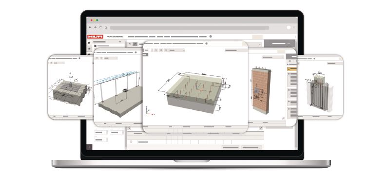 Application image for Profis engineering suite, whose main interfaces are shown in the screen of PC. 