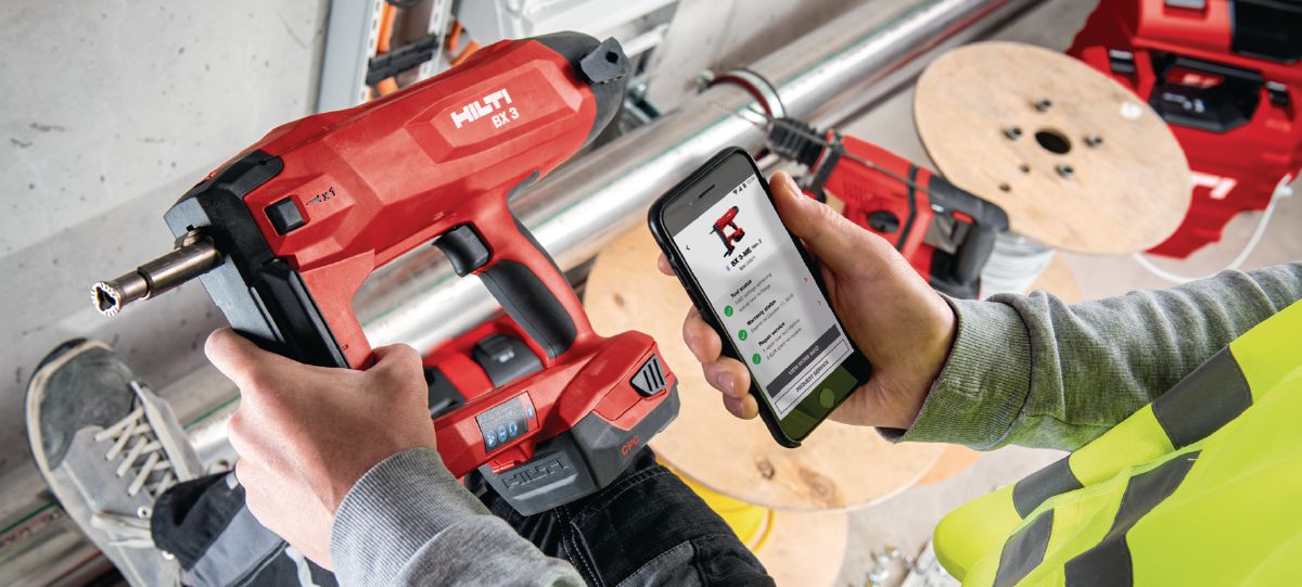 Hilti Connect App with second generation of battery actuated tool BX 3-ME-A22 02 for mechanical and electrical applications
