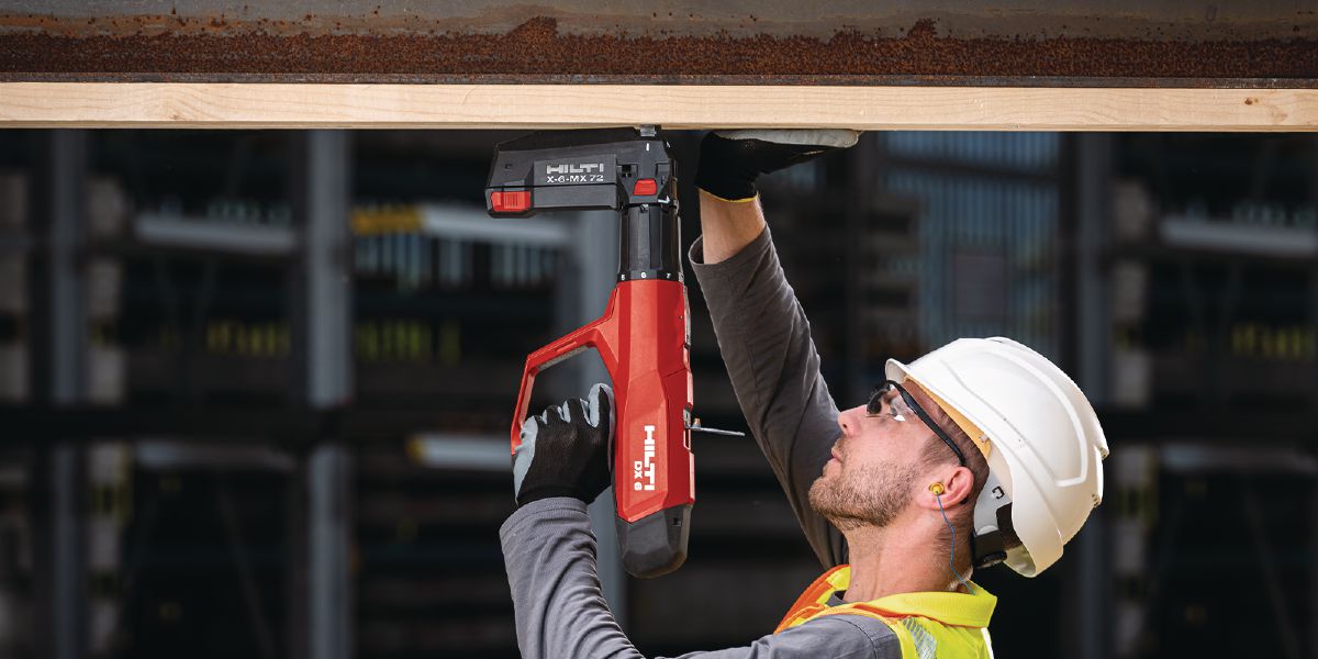 Installing wood to steel with powder-actuated tool DX 6 MX and X-U universal nail