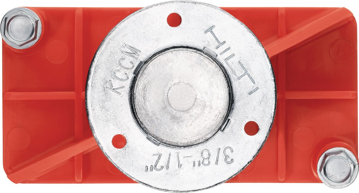 Still life picture of the orange KCCM-MD S Kwik-Cast Connect (multi-thread ) cast-in-place anchor, short plate