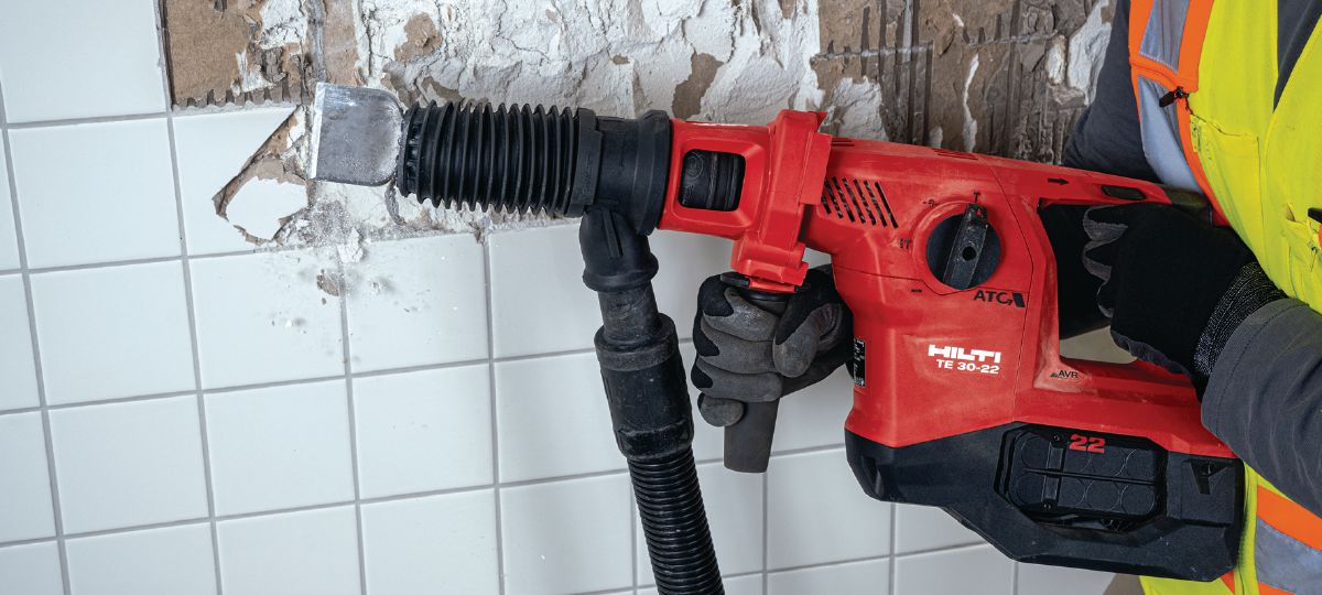 Removing tiles with  cordless SDS-Plus rotary hammer TE 30-22