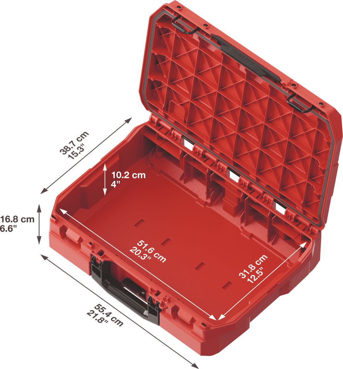 Still life image of PKC 19 tool box with dimensions.