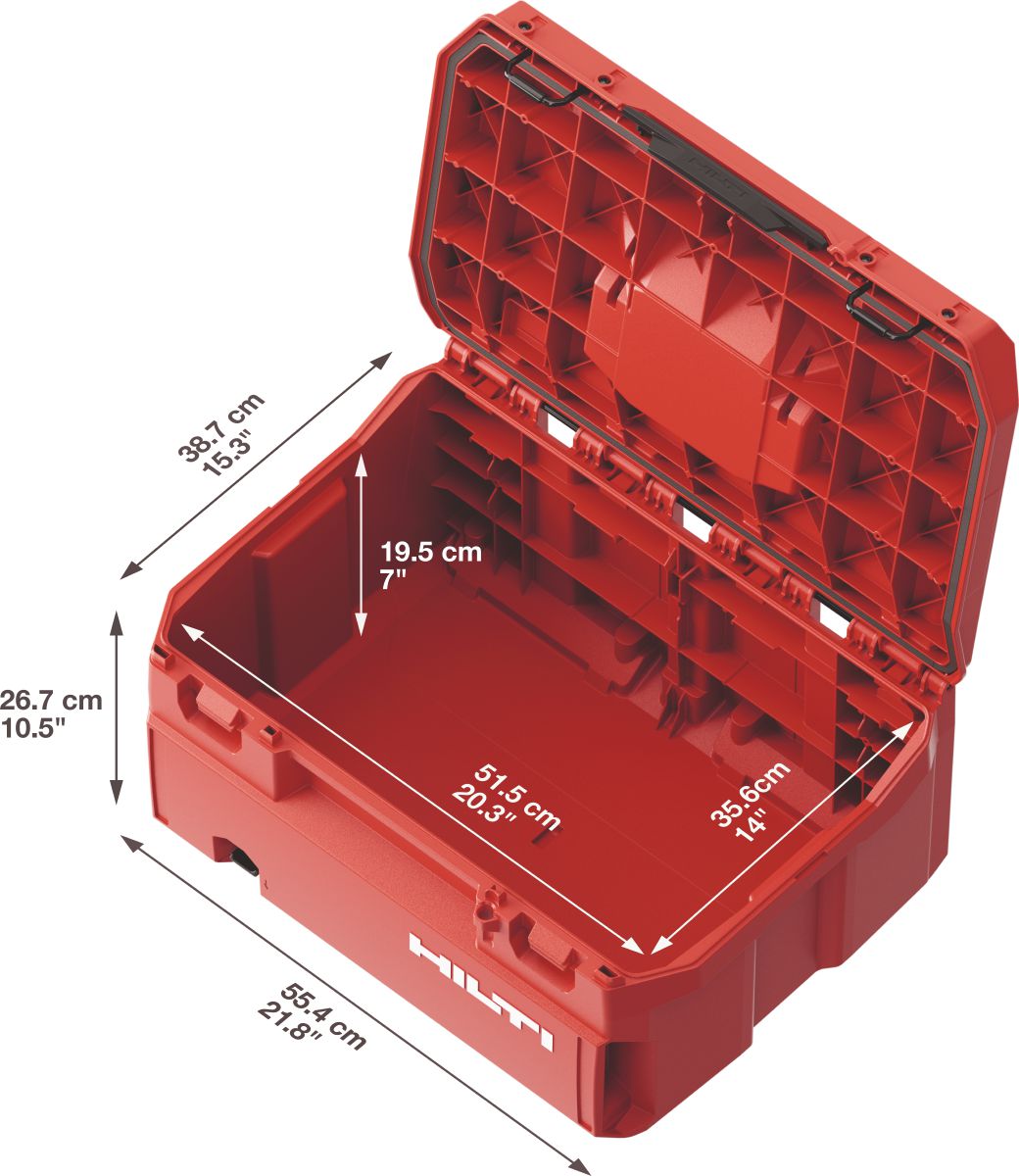Still life image of PKC 35 tool box with dimensions.
