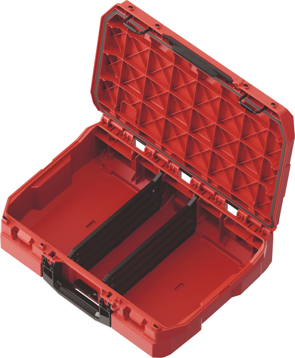 Still life image of PKC 19 tool box open with dividers.