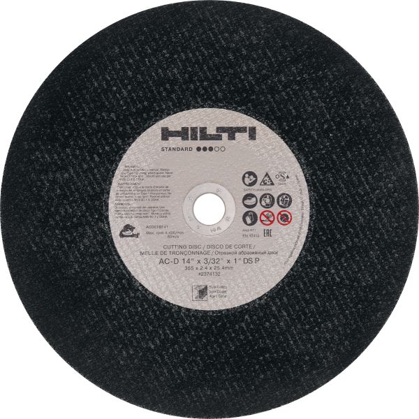 Standard-class abrasive disc for cutting drywall stud using chop saws