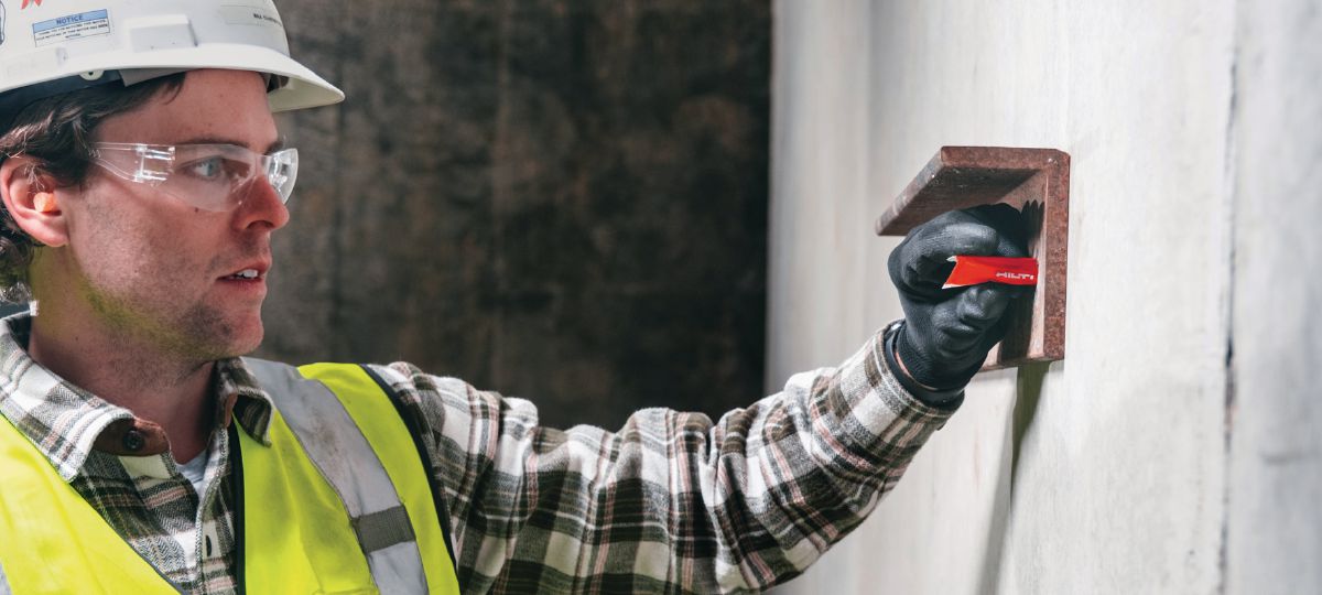 Kwik-X - dropping in the capsule in a ledger angle application. (US hard hat), cropped version